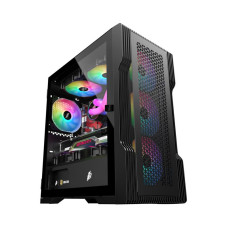 Корпус 1stPlayer T3-4F1-BK Black без БП