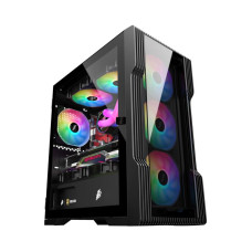 Корпус 1stPlayer T3-G-4F1-BK Black без БП