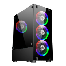 Корпус 1stPlayer V2-A-4R1 Color LED Black без БП