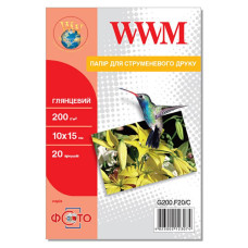 Фотобумага WWM Photo глянцевая 200г/м2 10х15см 20л (G200.F20/C)