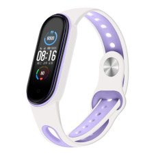 Ремешок BeCover Sport Style для Xiaomi Mi Smart Band 5/Mi Smart Band 6 White-Purple (705175)