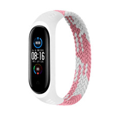Ремешок BeCover Elastic Nylon Style для Xiaomi Mi Smart Band 5/Mi Smart Band 6 Size M Pink/White (706153)