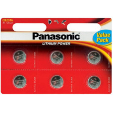Батарейка Panasonic CR 2016 * 6 LITHIUM (CR-2016EL/6B)