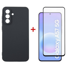 Чохол-накладка Dengos Carbon для Samsung Galaxy A57 5G SM-A576 Black (DG-KM-195) + захисне скло