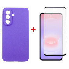 Чохол-накладка Dengos Carbon для Samsung Galaxy A37 5G SM-A376 Violet (DG-KM-201) + захисне скло