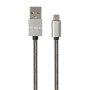 Дата кабель USB 2.0 AM to Micro 5P 1m stainless steel gray Vinga (VCPDCMSSJ1GR)