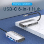 Док-станция Type-C Vention 6-в-1 (TNHHB)