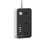 Фильтр питания ColorWay CW-CHU34PDB 3 розетки, 4 USB (Type-C PD20W + 3USB QC3.0), 2 м, черный