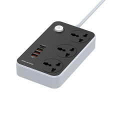 Фильтр питания ColorWay CW-CHU34PDB 3 розетки, 4 USB (Type-C PD20W + 3USB QC3.0), 2 м, черный