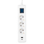 Мережевий фільтр 2E 3хSchuko, 1 х USB, 1 x USB-C, 3 м (2E-SP315M3USBWH)