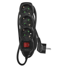 Фильтр питания Emos (PC1321) с выключателем, 3 розетки, 1.5м, Black