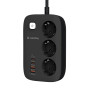 Фільтр живлення ColorWay CW-CHE34PDB GaN3 Pro PD 65W (2USB-A + 2 TYPE-C) 3 розетки, 4 USB, 2 м, чорний