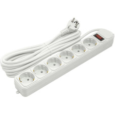 Фільтр живлення PowerPlant JY-1057/5 (PPSA10M50S6) 6 розеток, 10А, 5м, євростандарт, білий