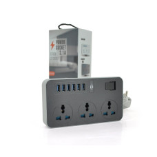 Сетевой фильтр Voltronic ТВ-Т09/08969 3 розетки, 6 USB, 2 м, Grey