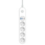 Фільтр живлення ColorWay CW-CHE44PDW 4 розетки, 4USB (Type-C PD20W + 3USB QC3.0) (45W), 2 м, White