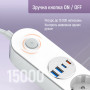 Фільтр живлення ColorWay CW-CHE44PDW 4 розетки, 4USB (Type-C PD20W + 3USB QC3.0) (45W), 2 м, White