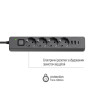 Фільтр живлення ColorWay CW-CHE435PDB 4 розетки, 3USB (2USB-A + 1 TYPE-C) (24W), 2м, Black