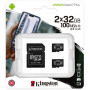 MicroSDHC 2x32GB UHS-I Class 10 Kingston Canvas Select Plus R100MB/s + SD-адаптер (SDCS2/32GB-2P1A)
