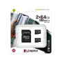 MicroSDXC 2x64GB UHS-I Class 10 Kingston Canvas Select Plus R100MB/s + SD-адаптер (SDCS2/64GB-2P1A)