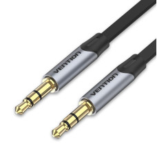 Кабель Vention Audio 3.5 mm - 3.5 mm, 1 m, Metal Type, Silver/Black (BAPHF)