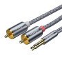 Кабель Essager Monster 3.5 мм - 2xRCA (M/M), 2 м, Grey (EYPZJ-MYA0H)