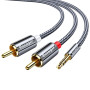 Кабель Essager Monster 3.5 мм - 2xRCA (M/M), 2 м, Grey (EYPZJ-MYA0H)