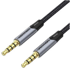 Кабель Vention Audio 3.5 mm - 3.5 mm 2 m, Metal Type, Silver/Black (BAQHH)