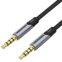 Кабель Vention Audio 3.5 mm - 3.5 mm 2 m, Metal Type, Silver/Black (BAQHH)