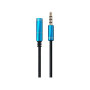 Кабель Maxxter (A-3434-1m) 3.5 мм M/F 3.5мм, 1м, черный/синий