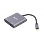 Адаптер-переходник Maxxter (V-CM-2HDMI), USB-C-2хHDMI, серый