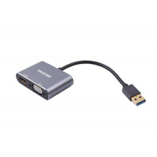 Адаптер-переходник Maxxter (V-AM-HDMI-VGA), USB-HDMIхVGA, серый