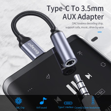 Адаптер Essager USB Type-C - 3.5 мм (M/F), 0.1 м, Black (EZJE01-0G)