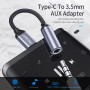 Адаптер Essager USB Type-C - 3.5 мм (M/F), 0.1 м, Black (EZJE01-0G)