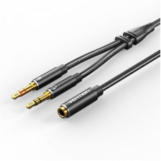 Кабель Vention 3.5 мм - 2х3.5 мм (M/F), 0.3 м, Black (BHFBY)
