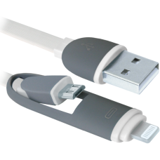 Кабель DEFENDER USB10-03BP USB(AM)-MicroUSB+Lightning білий 1м