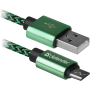 кабель DEFENDER (87804)USB08-03T USB(AM)-MicroBM 1.0m, зелений