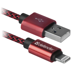 кабель DEFENDER (87807)ACH01-03T PRO USB2.0, AM-Lightning Червоний, 1m