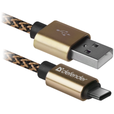 кабель DEFENDER (87812)USB09-03T PRO USB(AM)-C Type, 1m золотистий