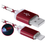 Кабель DEFENDER ACH03-03LT USB(AM)-Lightning Черв. LED підсв. 1м