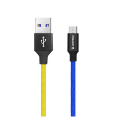 Кабель ColorWay USB-microUSB, 2.4А, 1м, Blue/Yellow (CW-CBUM052-BLY)