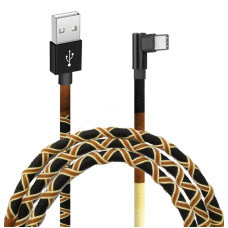 Кабель Grand-X USB-USB-C, 2.1A, 1м, Brown/Yellow, угл. USB-C(FC-08BY)