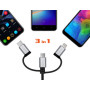 Кабель REAL-EL Premium USB2.0 AM-3in1 Lightning/microUSB/USB-C 1m, черний