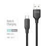 Кабель ColorWay USB - USB Type-C (M/M), TPE embossed, 3А, 1 м, Black (CW-CBUC101-BK)
