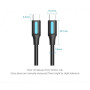 Кабель Vention USB Type-C - USB Type-C TPE Round PD 60W, 3A, 1m, Black (COSBF)
