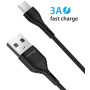 Кабель Grand-X USB-USB Type C, Cu, 3A, 1м, Fast Сharge, Black (PC-03B)