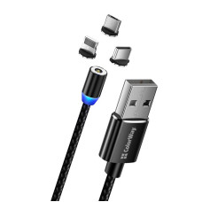 Кабель ColorWay Magnetic USB-Lightning/MicroUSB/USB-C, 2.4А, 1м, Black (CW-CBUU020-BK)