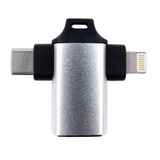 Адаптер Dengos OTG USB-Lightning/USB Type-C Silver (ADP-022)