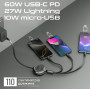 Кабель Promate USB Type-C - USB Type-C Lightning microUSB (M/M), 3A, 60W, 1.1 м, Black (triocord-r.black)