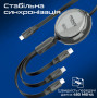 Кабель Promate USB Type-C - USB Type-C Lightning microUSB (M/M), 3A, 60W, 1.1 м, Black (triocord-r.black)