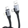Кабель Foneng X92 4-in-1 (60W) USB/USB-C - USB-C/Lightning 1м Black (X92-CA-FIO)